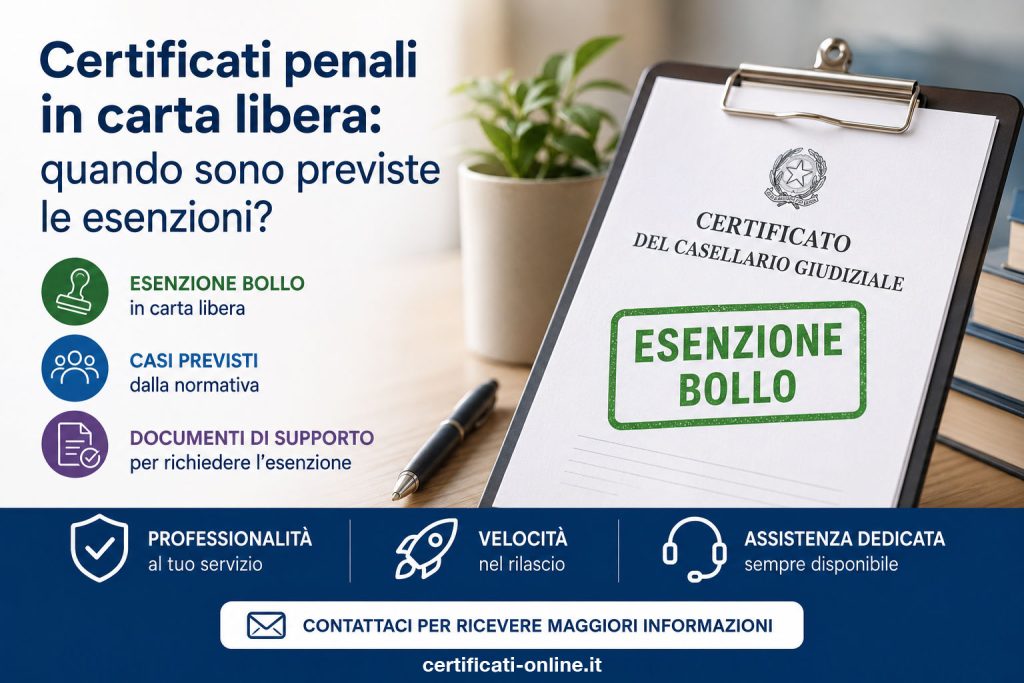 certificati penali in carta libera